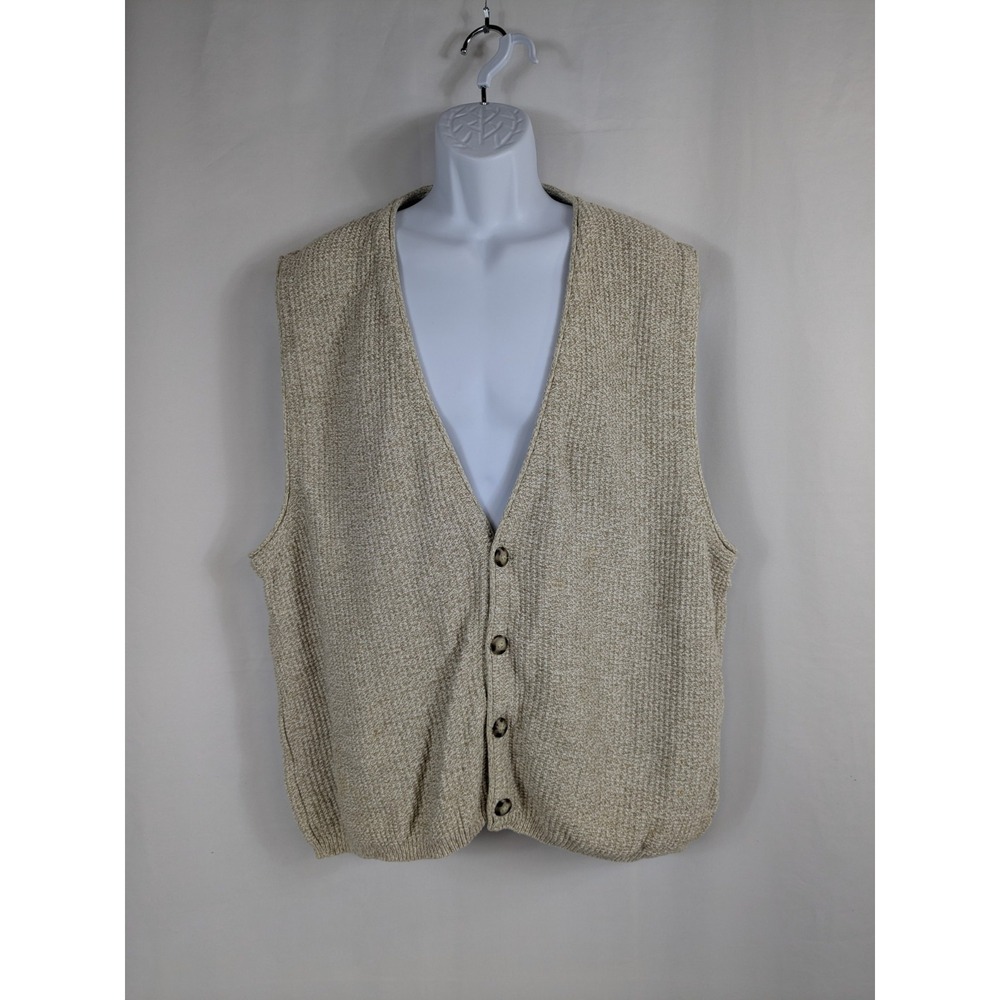 VTG Eddie Bauer Sweater Vest Mens Large Cardigan Grandpacore Made in USA A006